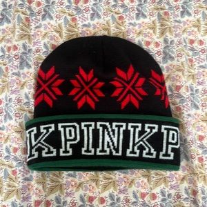 Black pink beanie